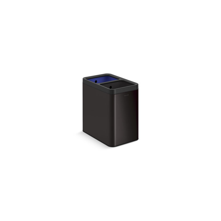 KOHLER 22-Liter Dual-Compartment Open-Top Trash Can in Black Stainless