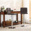 Tabouret de bar pivotant réglable en similicuir hydraulique, ensemble de 2, brun-23021746