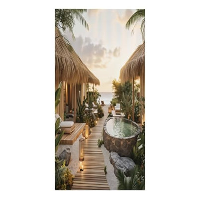 Serviette de plage surdimensionnée en microfibre Tropical