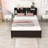 Wood Platform Bed with Trundle and Bookcase-2140958821-2140958874