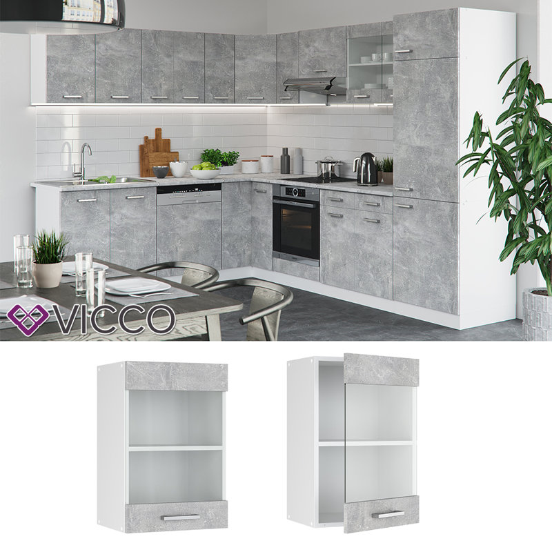 Kamelya Glossy Wall Unit, Concrete