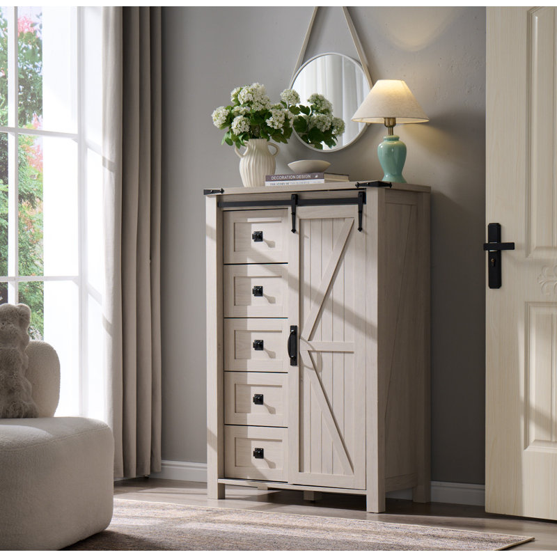 Commode 5 tiroirs Farmhouse, Aulne blanc
