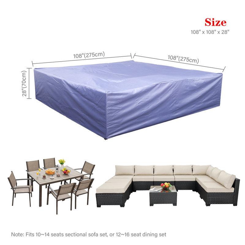 Housse pour ensemble de salle à manger d'extérieur, Bleu, H 28 po x l 108 po x P 108 po