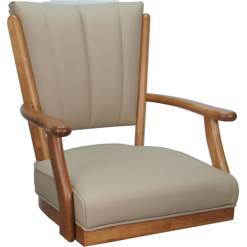 Tabouret pivotant en bois Bellamy, Brun, Cuir véritable brun clair, Tabouret de comptoir (siège d'une hauteur de 34 p