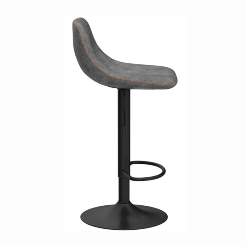 Adjustable Brown Leather Swivel Bar Stools with Footrest