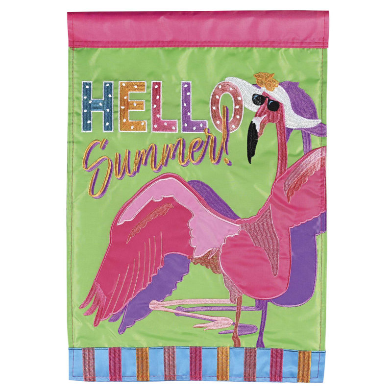 Drapeau Hello Summer Flamingo 13 x 18