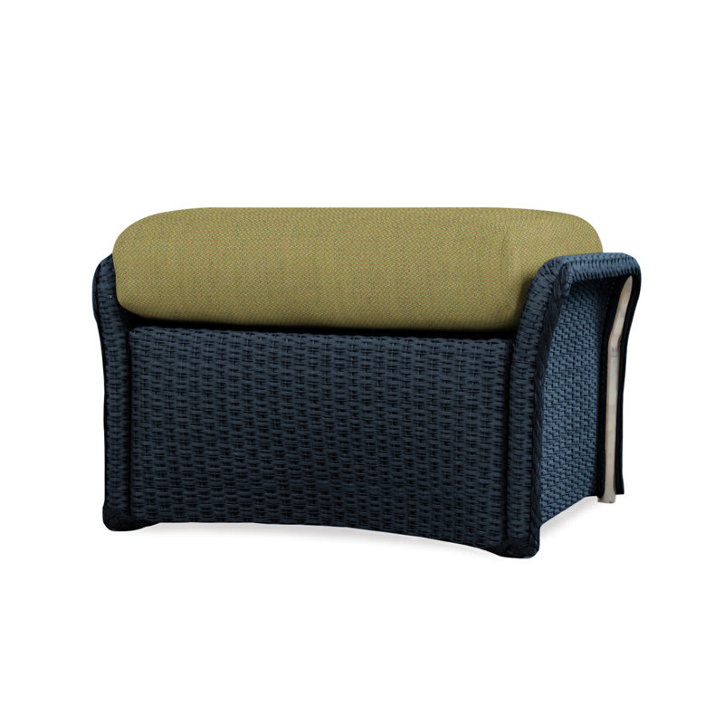 Weekend Retreat Outdoor Ottoman, Sailcloth Salt, Ebony