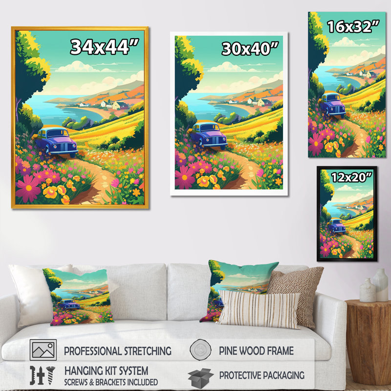 Seaside Drive I - Imprimé, H 20 po x l 12 po x P 1 po, Cadre flottant doré