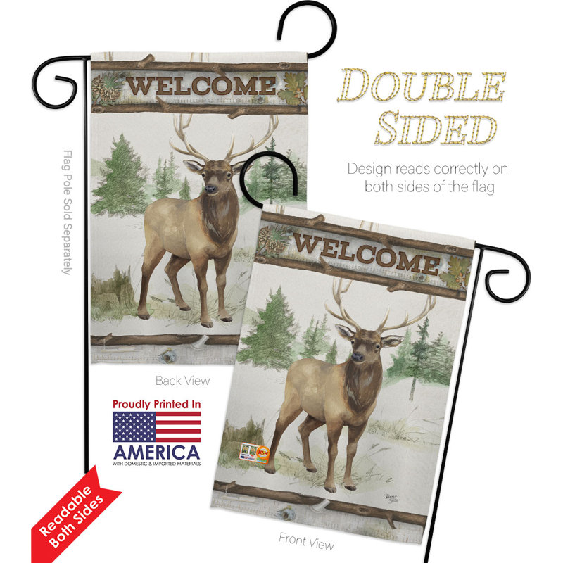 Drapeau de jardin cerf en polyester 18 po x 13 po