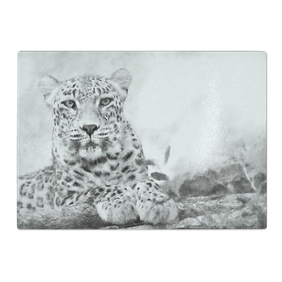Tempered Glass Leopard Resting Chopping Board