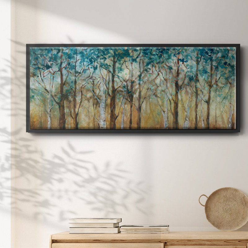 Sunlit Birch Grove- Framed Canvas, 24" H x 60" W