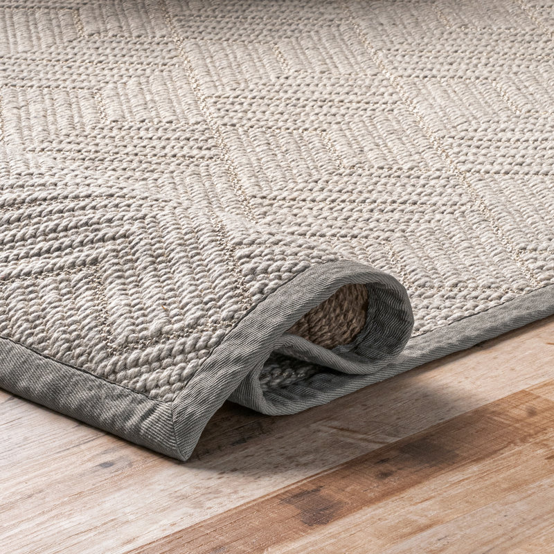 Tapis gris en jute / sisal / laine Hille, Rectangle 8 pi x 10 pi