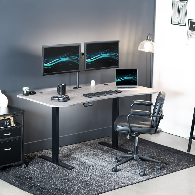 Adjustable Metal Base Standing Desk, Dark Gray/Black