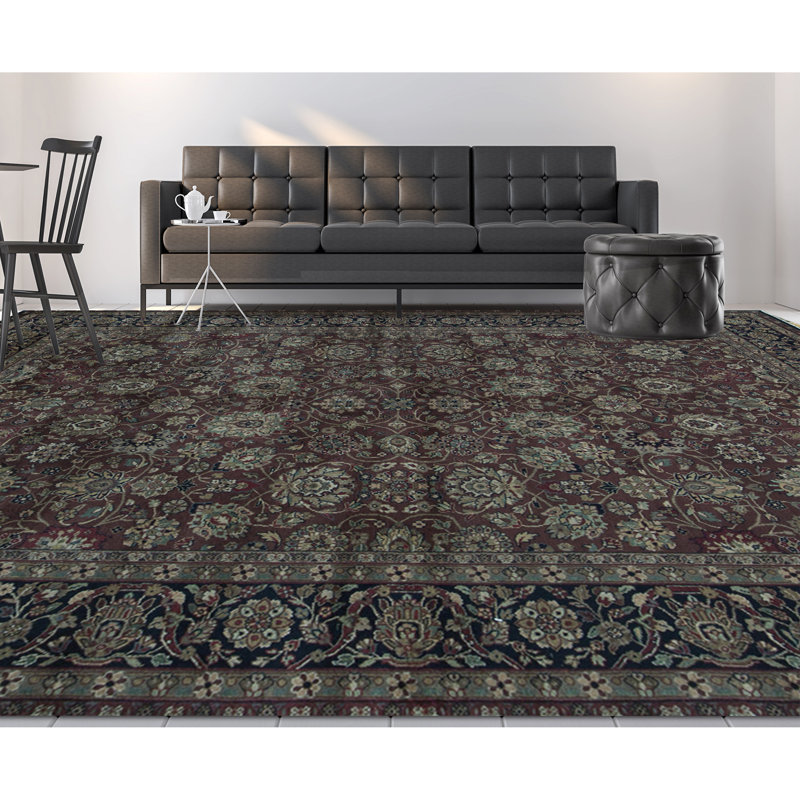 Marquis Wool Oriental Area Rug in Red/Navy