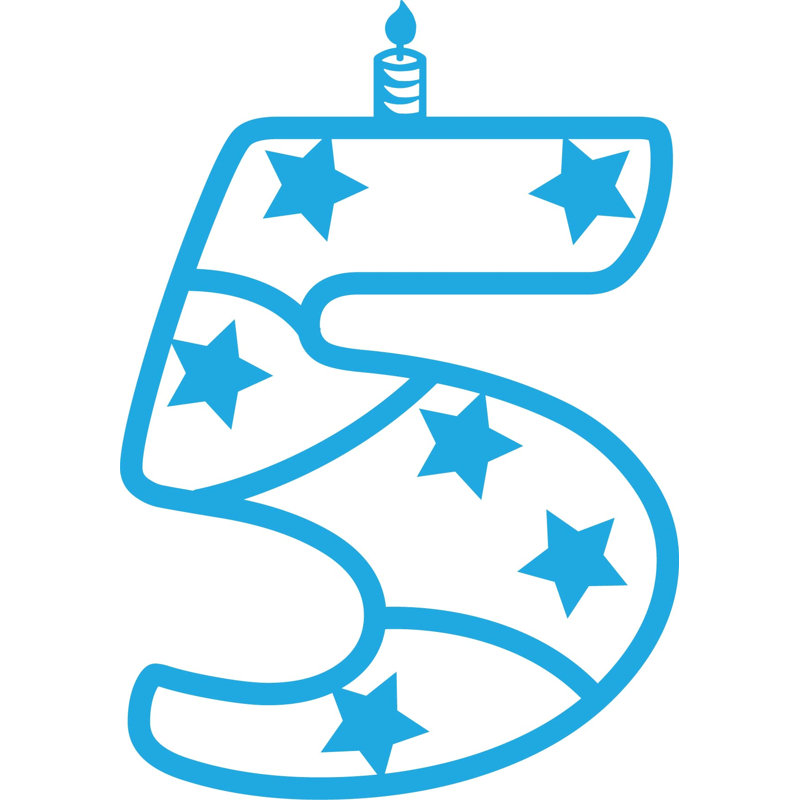 Décalcomanie murale en vinyle « Fifth Birthday », H 40 po x l 20 po, bleu