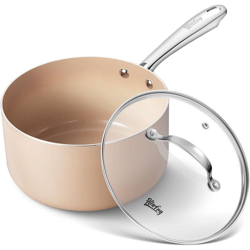 Casserole antiadhésive en aluminium, Crème, 3 pintes