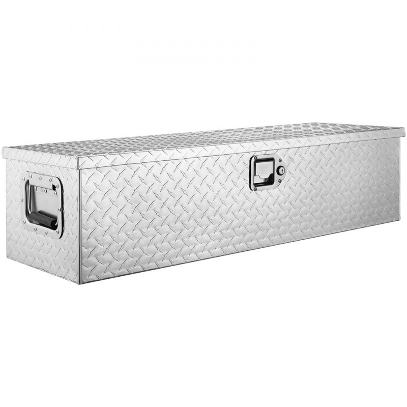 Heavy Duty Aluminum Truck Bed Tool Box, Diamond Plate Tool Box with Side Handle and Lock Keys