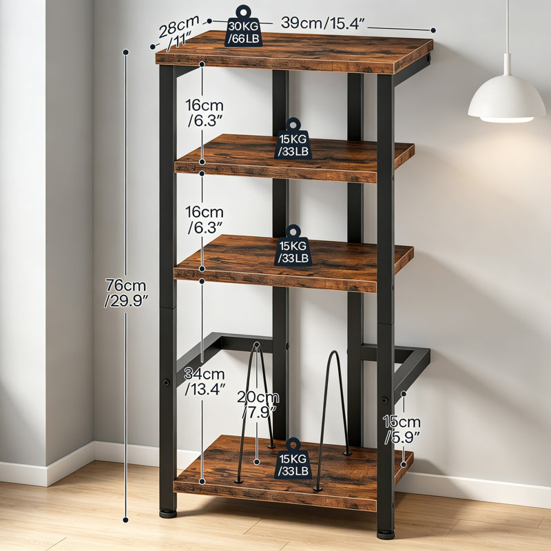 Metal,Manufactured Wood 76cm H Media Shelves