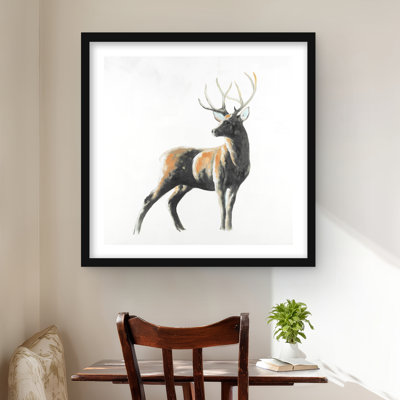 Abstract Deer - Brown Framed Matted Print for Home Decor