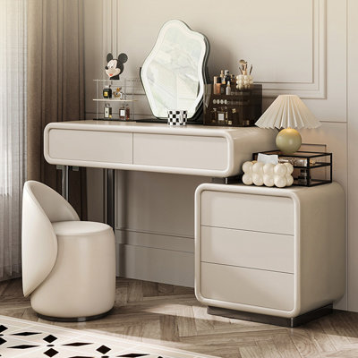 Makeup Vanity with Light mirror,5 drawers,1 chair
