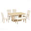 Ensemble de salle à manger extensible 6 pièces 6 pièces: table à piédestal de 78 po (rallonge amovible de 18 po) et 4 chaises rembourrées + banc