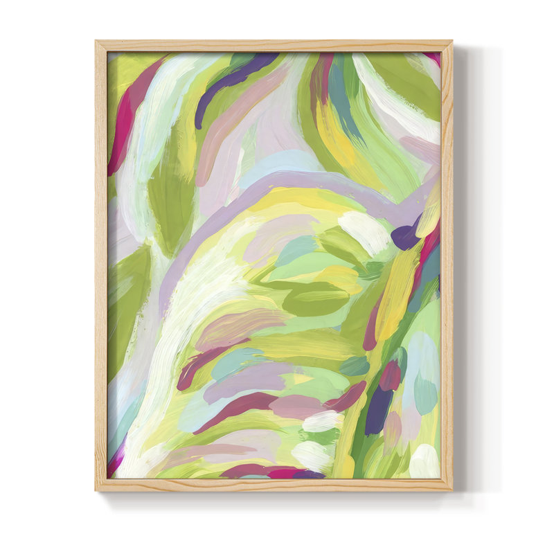 Impression encadrée Bright Tropical Abstraction IV - bois massif, Naturel, H 11 po x l 9 po
