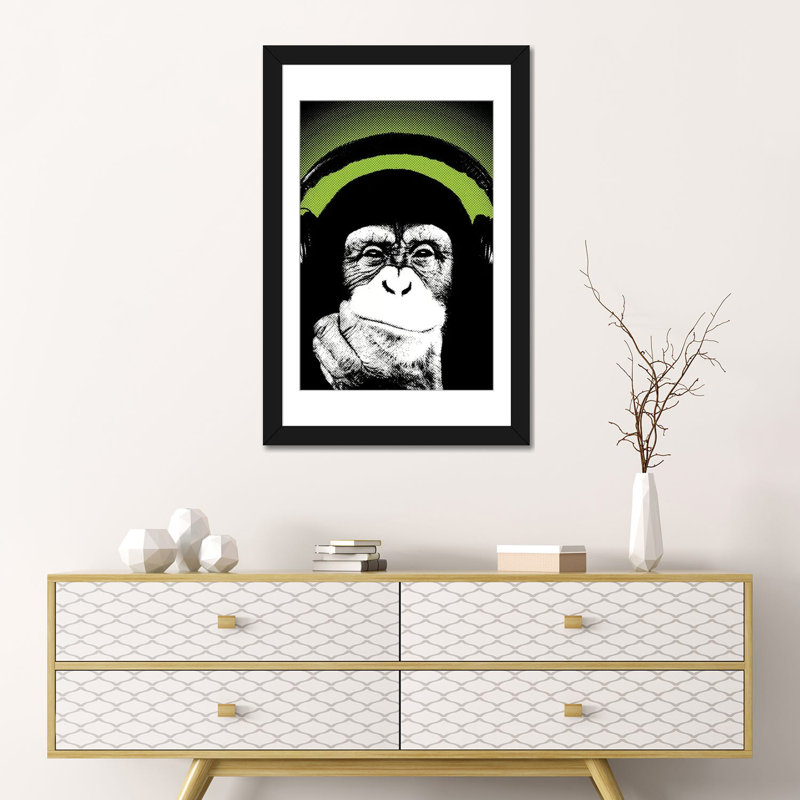 «Monkey BL III», impression sur toile, H 26 po x l 18 po x P 1,5 po, Papier d'art encadré noir
