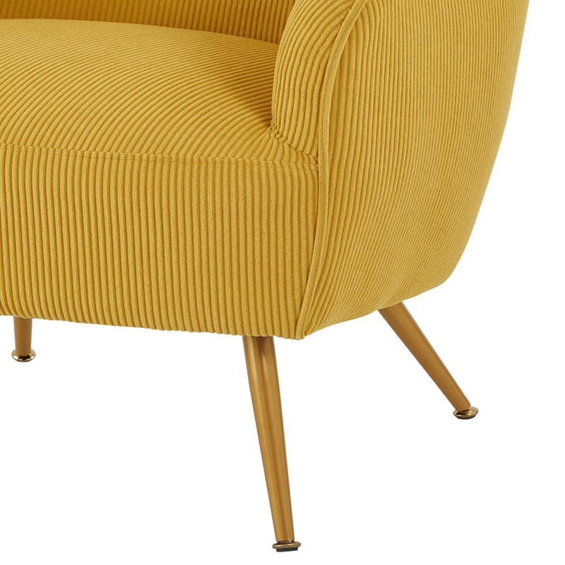 Fauteuil demi-tonneau Corduroy, Jaune
