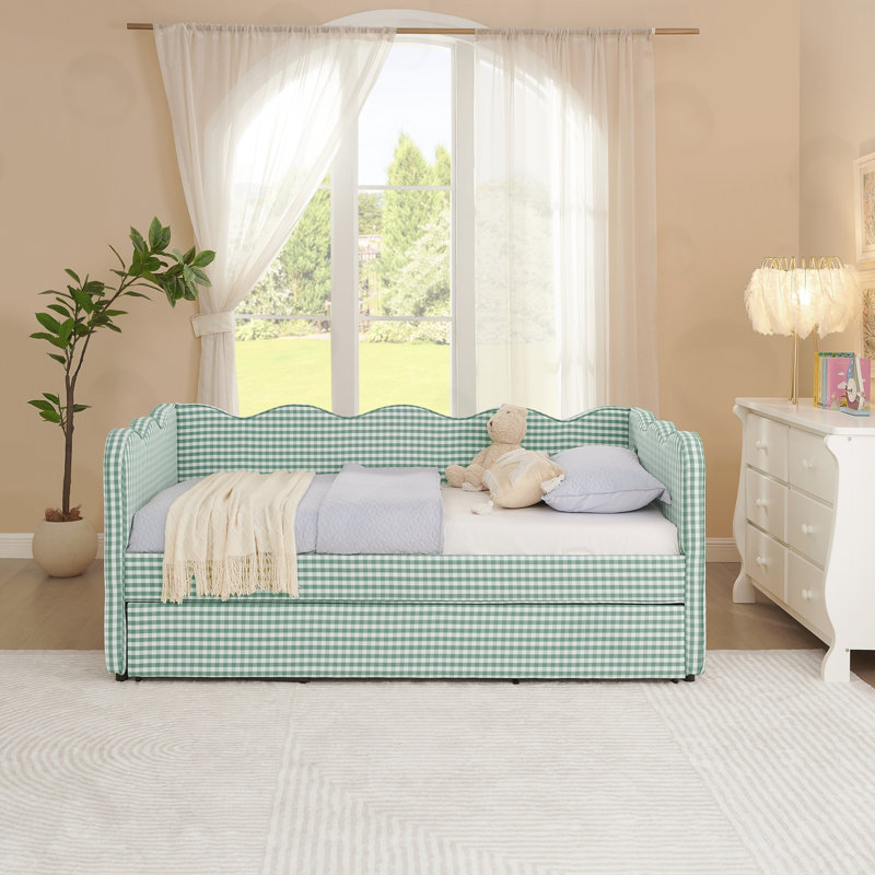 Daybed With Trundle Twin Size Sofa Bed, Cyan