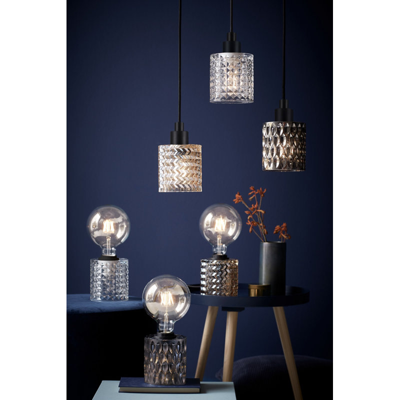 Bisen 1 - Light Black Cylinder Pendant, Clear