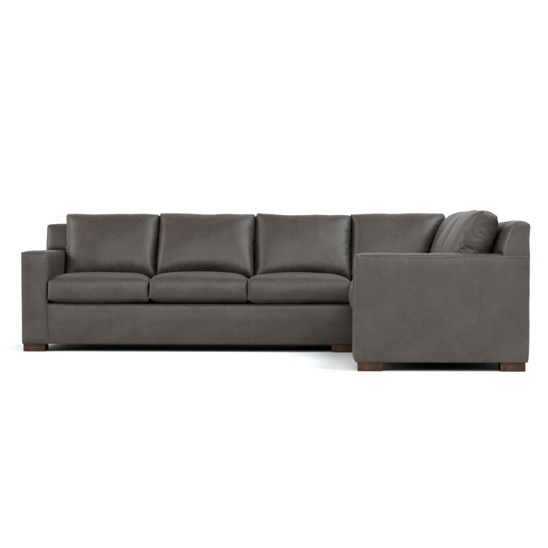 Keene Leather Sectional, Alameda Anthracite Genuine Leather