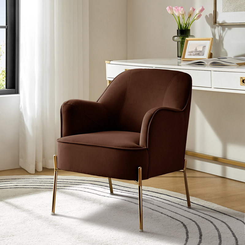 Cleo 26" Wide Contemporary Chair With Recessed Arms, Auburn