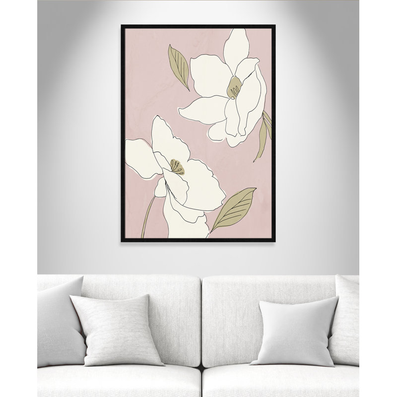 Oleander blanc - cadre photo, H 41,5 po x l 29,5 po x P 0,75 po, Cadre noir
