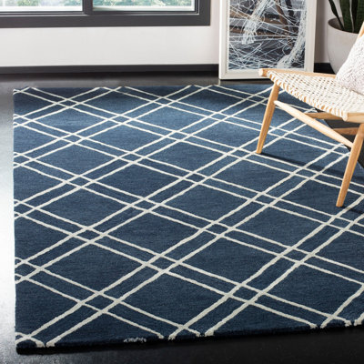 Milroy Hand-Tufted Wool Navy Area Rug