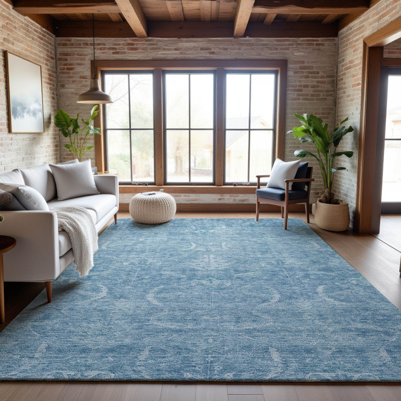 Premium Machine Washable Jamestown AMF1083 Damask Rug, Rectangle 9' x 12'