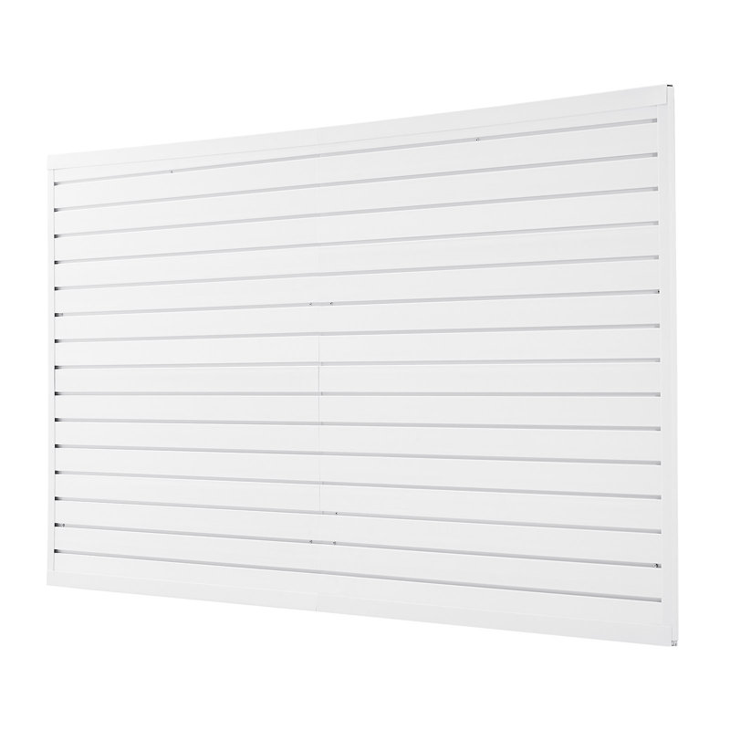 Panneau mural à lattes, 8 pi x 4 pi, PVC à lattes de garage avec conception modulaire, panneau à lattes blanches facile à installer avec structure de couplage et découpage bricolage, convient au rangement et à la présentation