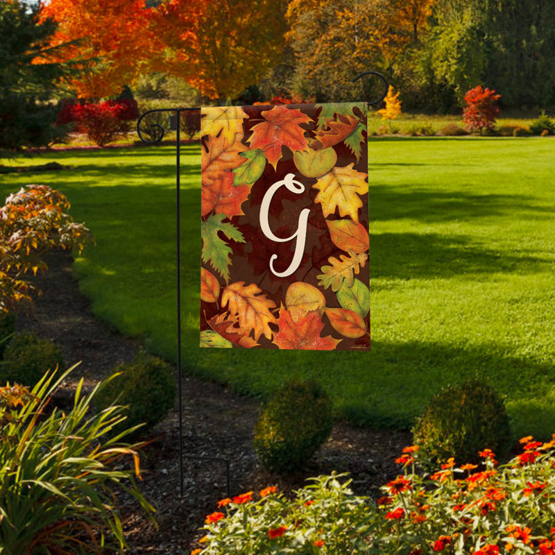 Feuilles d'automne monogramme lettre G drapeau de jardin