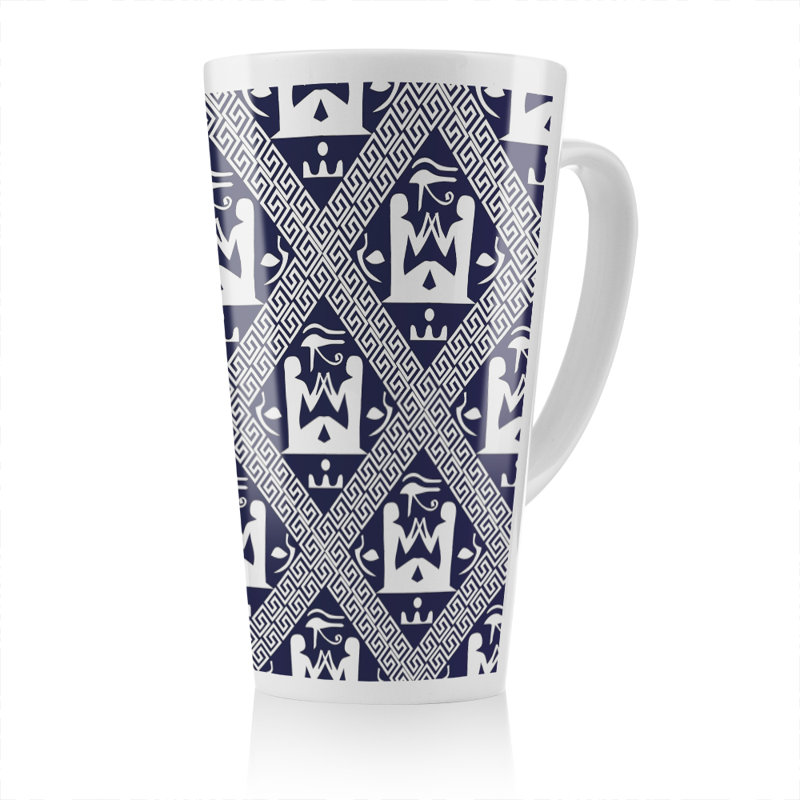 Egyptian Hieroglyphs In Latte Mug, Navy