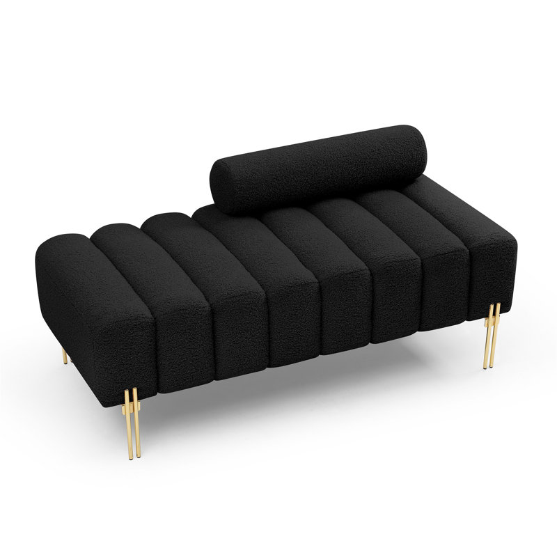 Canapé Gracelee de 53,2 po, Tissu noir en faux sherpa noir