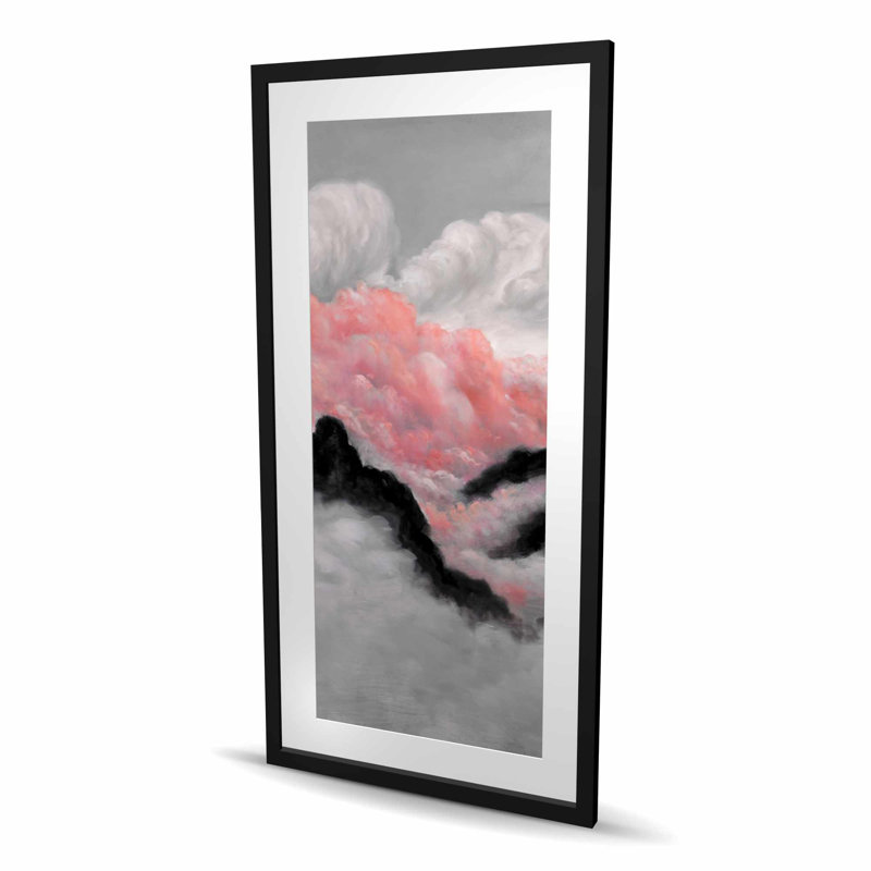 «Gray and Pink Clouds - Mountains Pink», reproduction encadrée