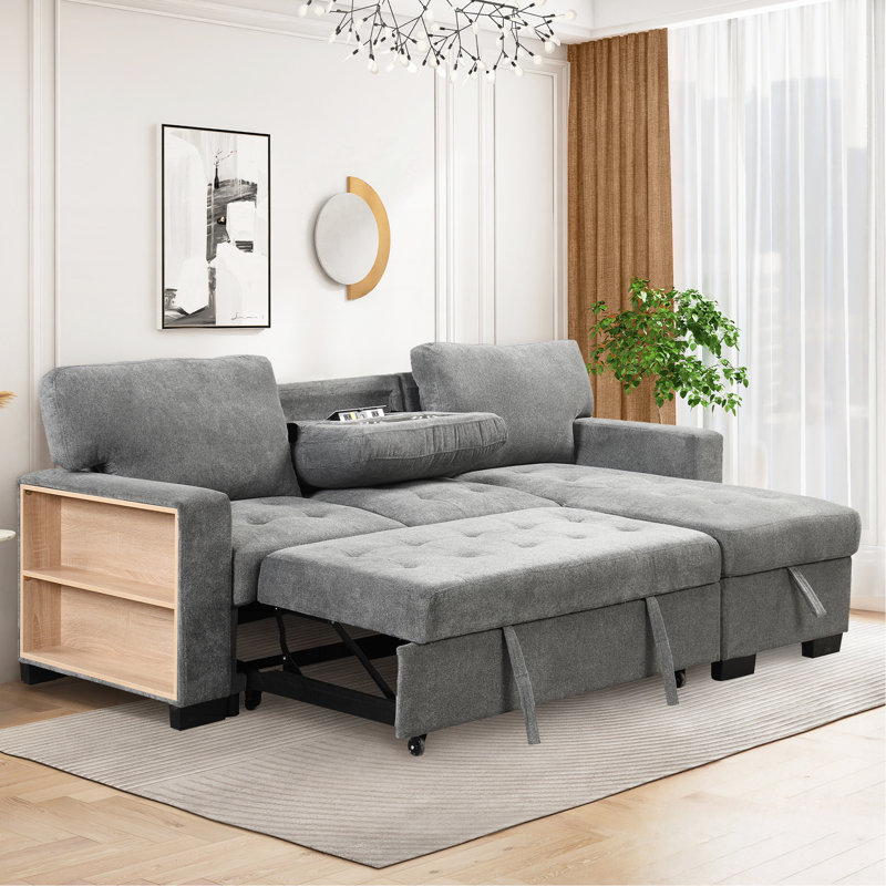 Méridienne modulaire élégante et fonctionnelle avec support escamotable et tablette USB