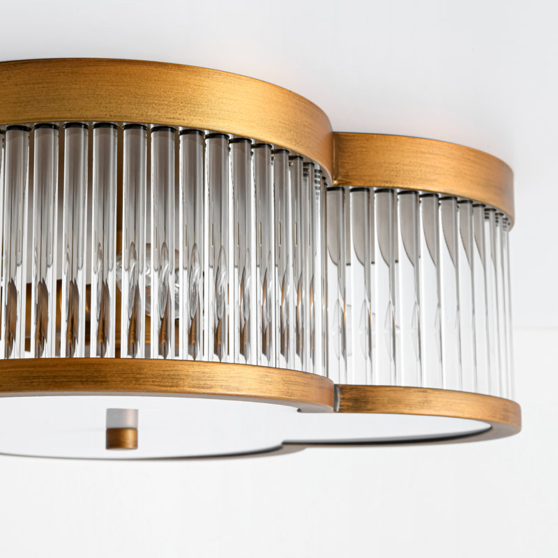 Plafonnier encastré moderne 4 lumières Clover, Laiton poli