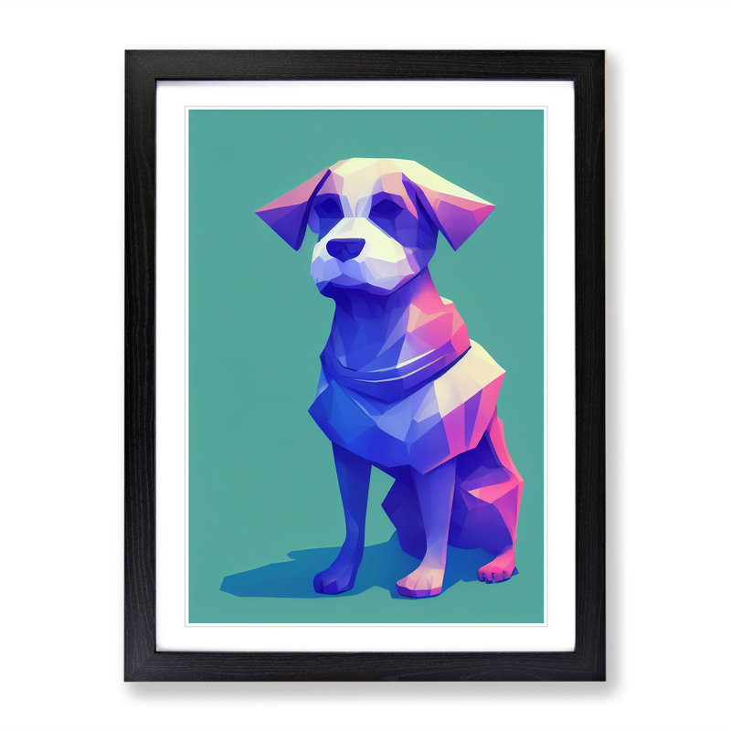 Sitting Dog No.1 Abstract - Framed Print, Black, 64cm H x 46cm W x 2cm D