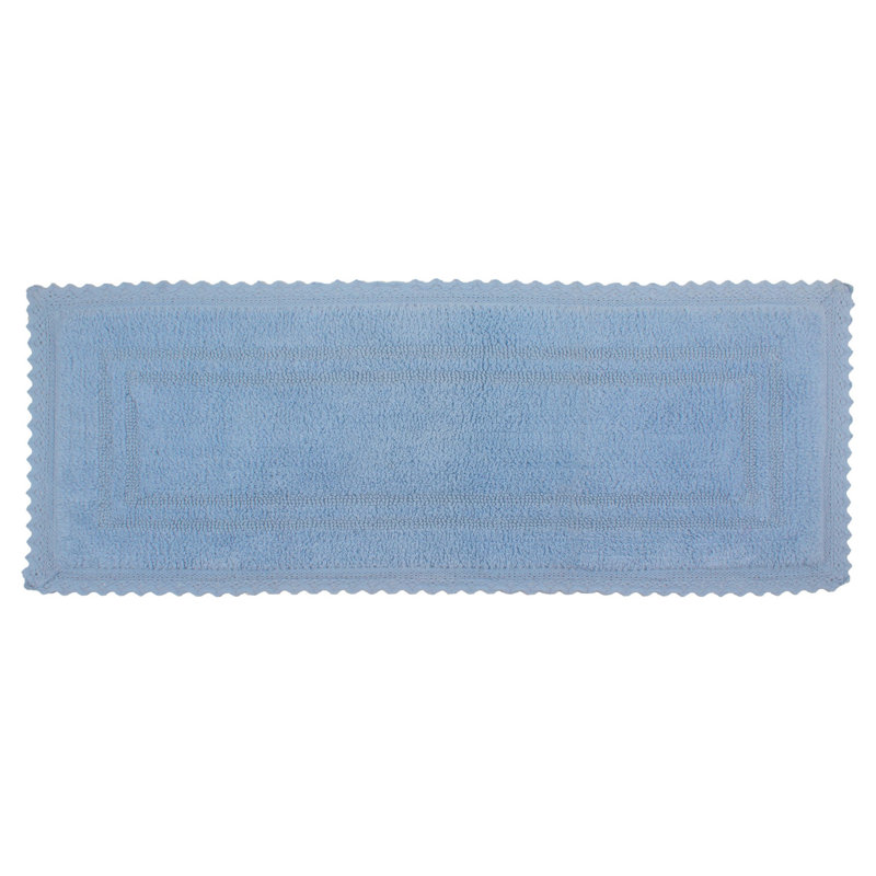 Opulent Absorbent Cotton Soft Bath Rug, 21" W x 54" L, Blue