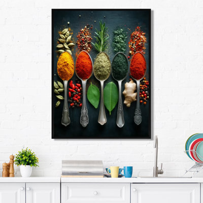 Orange And Green Colorful Spices - Spices Wall Art, Orange Kitchen Canvas Print