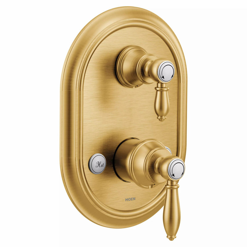 Weymouth M-CORE 3-Series 2-Handle Shower Trim With Integrated Transfer Valve, Valve Required, Brushed Gold