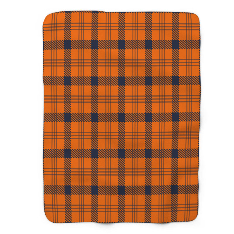 Orange rayé bleu marine - couverture Sherpa de qualité supérieure 1 pièce, Lit simple
