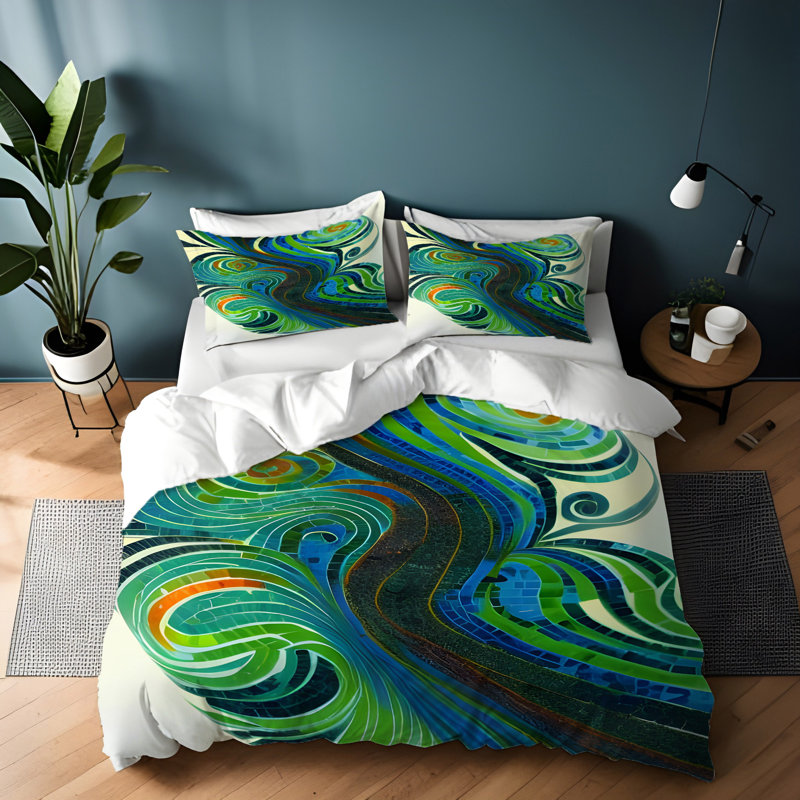 Polyester Abstract Duvet Cover, King Duvet Cover + 2 King Shams