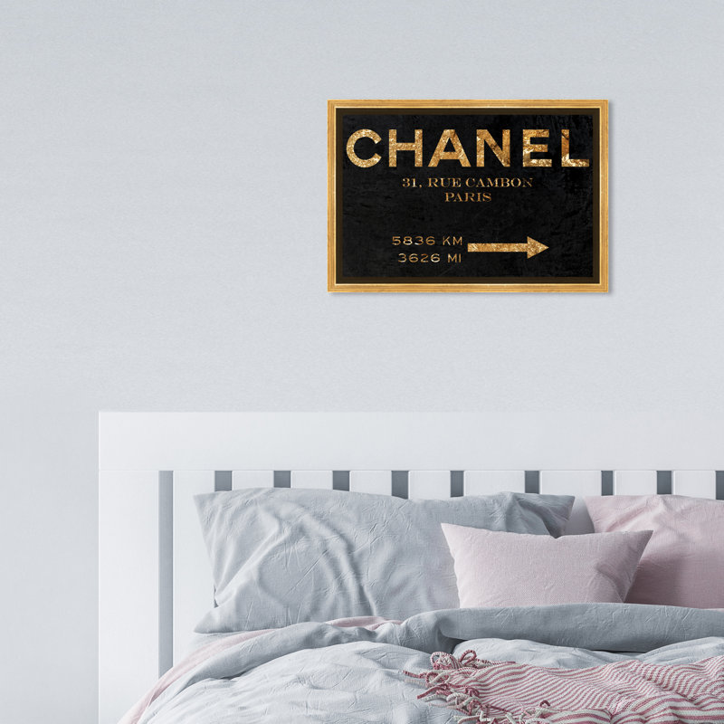 Couture, panneau de signalisation «Night», impression sur toile tendue, L 15 po x H 10 po, Cadre doré