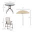 Ensemble de salle à manger de patio 6 pièces pour 4 personnes avec parasol, table d'extérieur et chaises avec 4 chaises pliantes et table ronde en verre pour le jardin, la cour et la piscine
